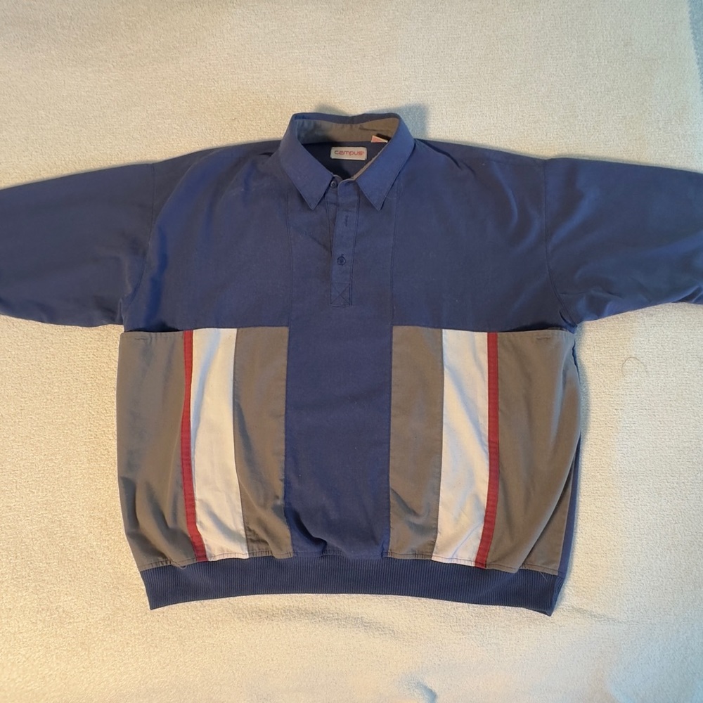 campus ★ vintage blue pullover jacket with two front pockets [xl]